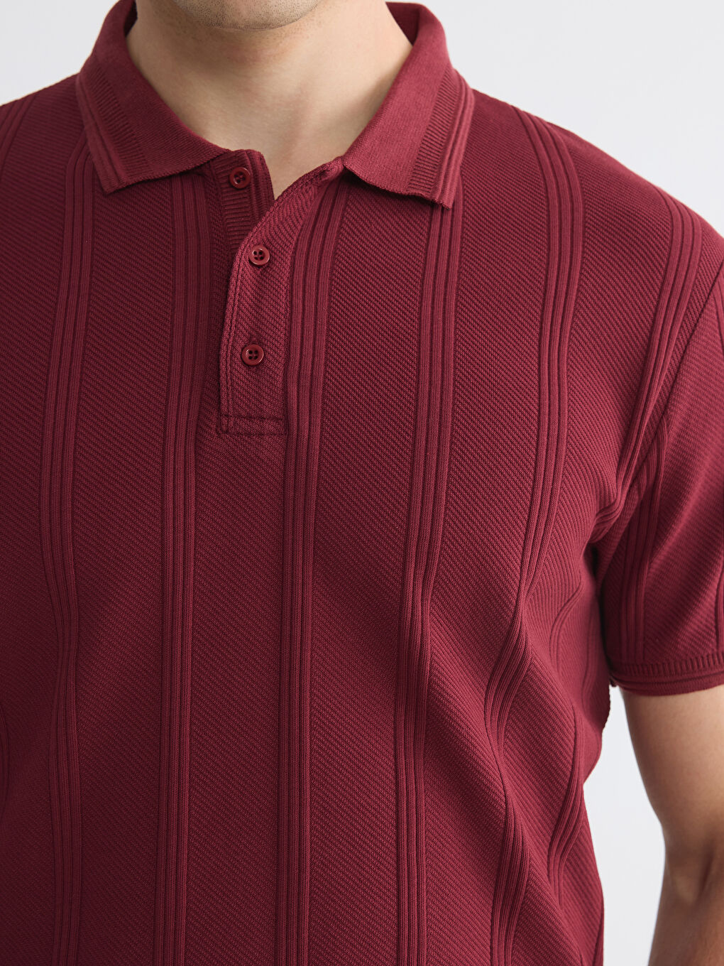Polo Collar Textured Men's T-Shirt-2