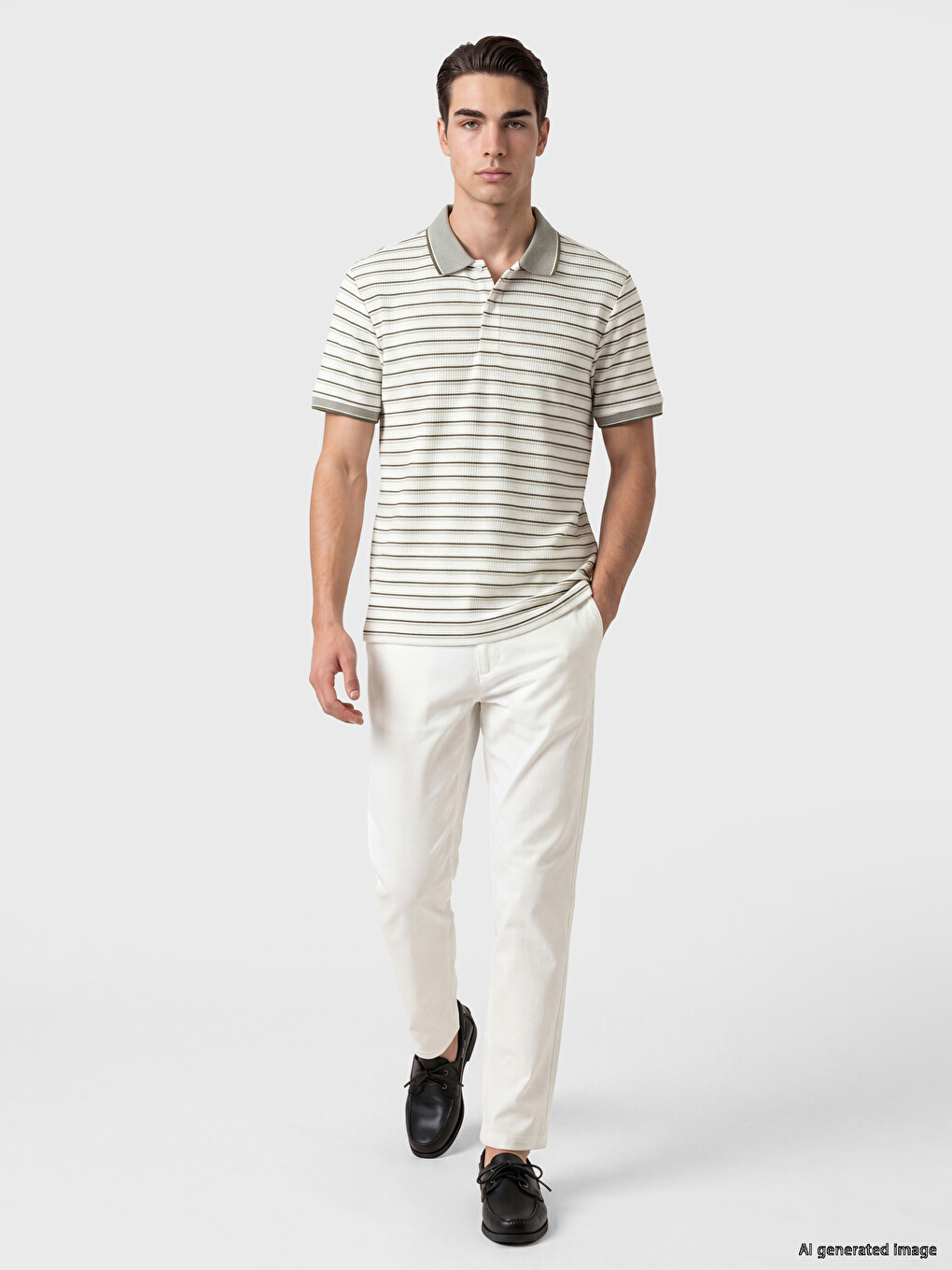 Polo Collar Striped Men's T-shirt-1