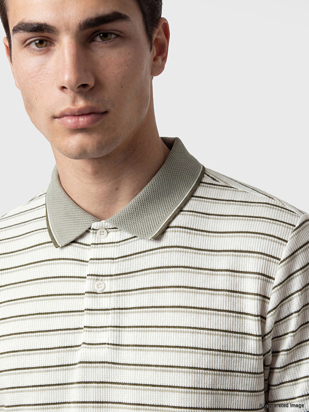 Polo Collar Striped Men's T-shirt-2