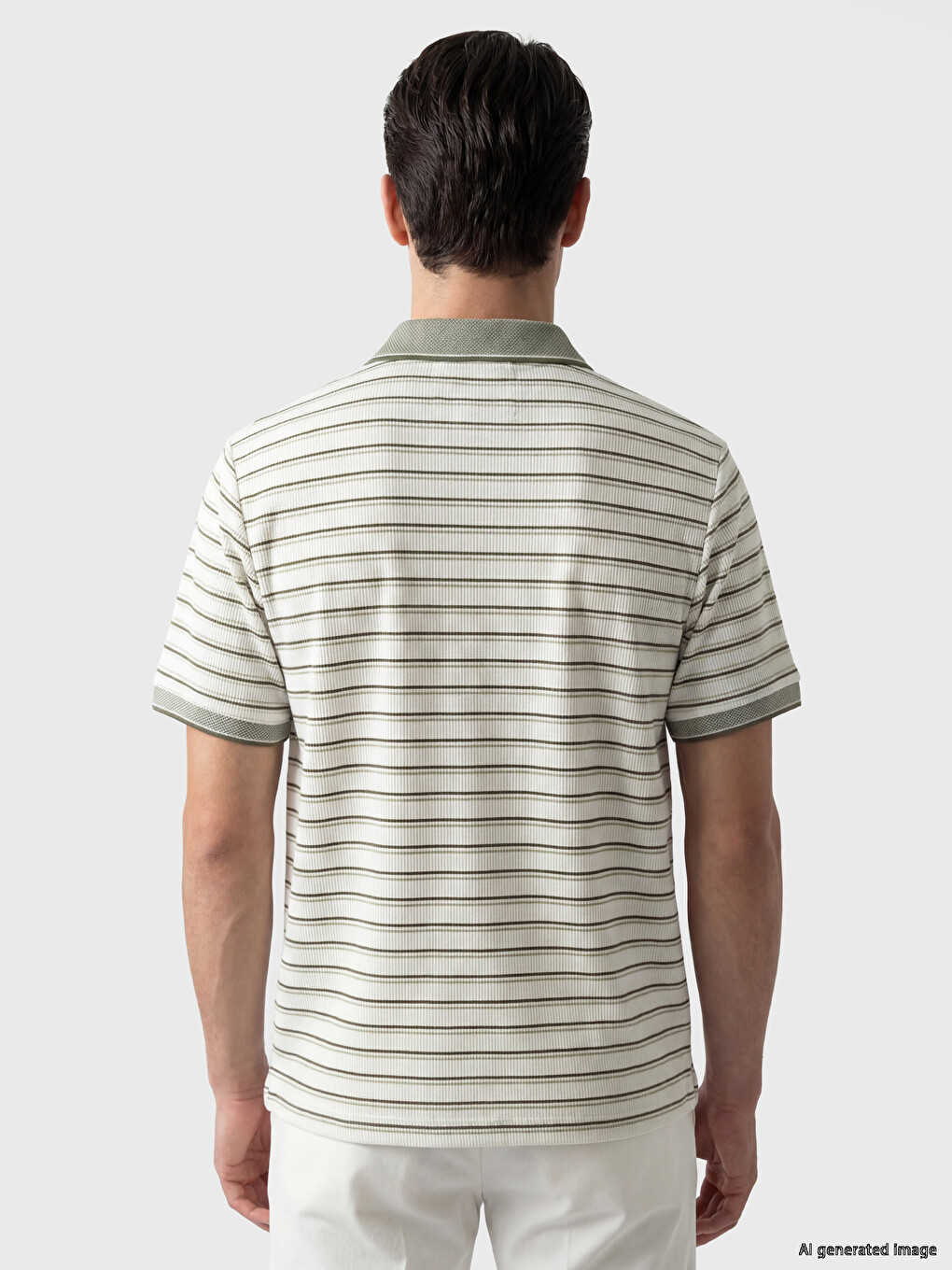 Polo Collar Striped Men's T-shirt-3