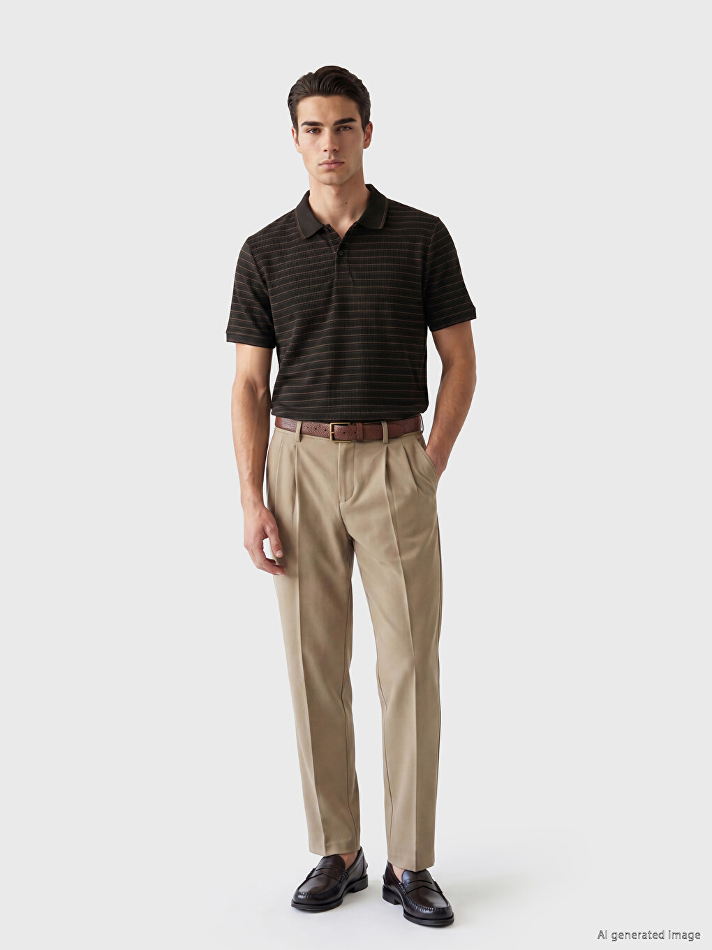 Polo Collar Striped Men's T-shirt-1