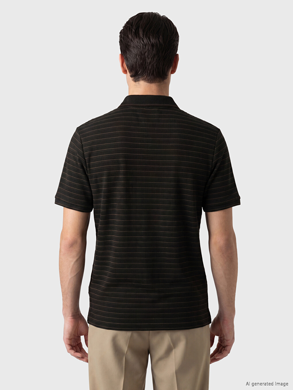 Polo Collar Striped Men's T-shirt-3