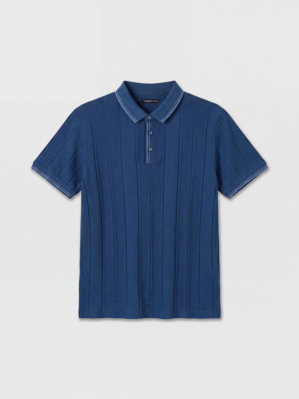 İndigo Polo Yaka Çizgili Erkek Tişört