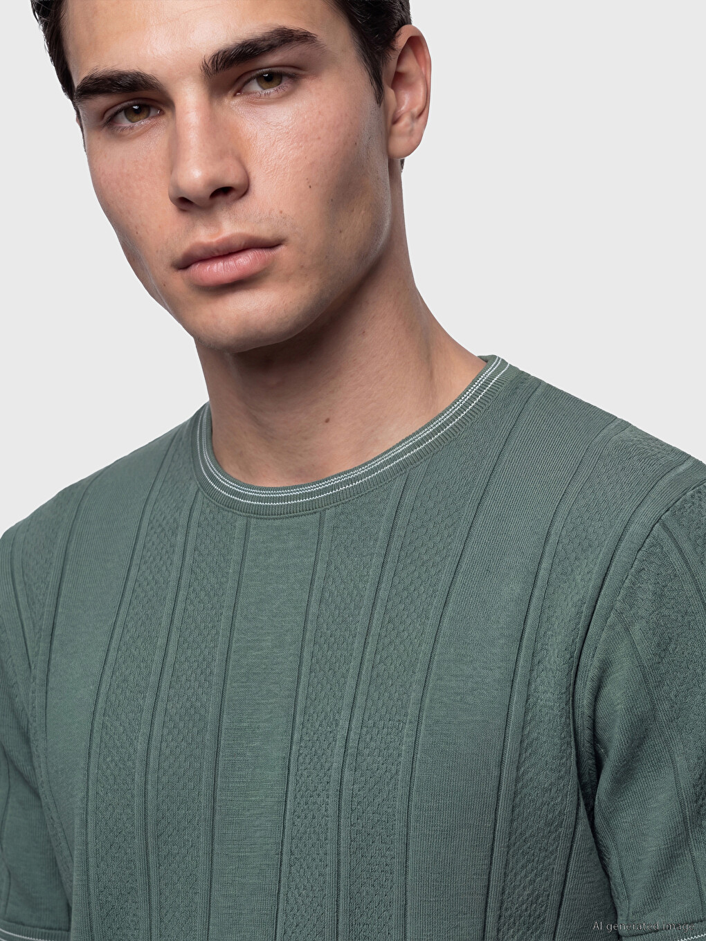 Crew Neck Striped Men's T-Shirt-2