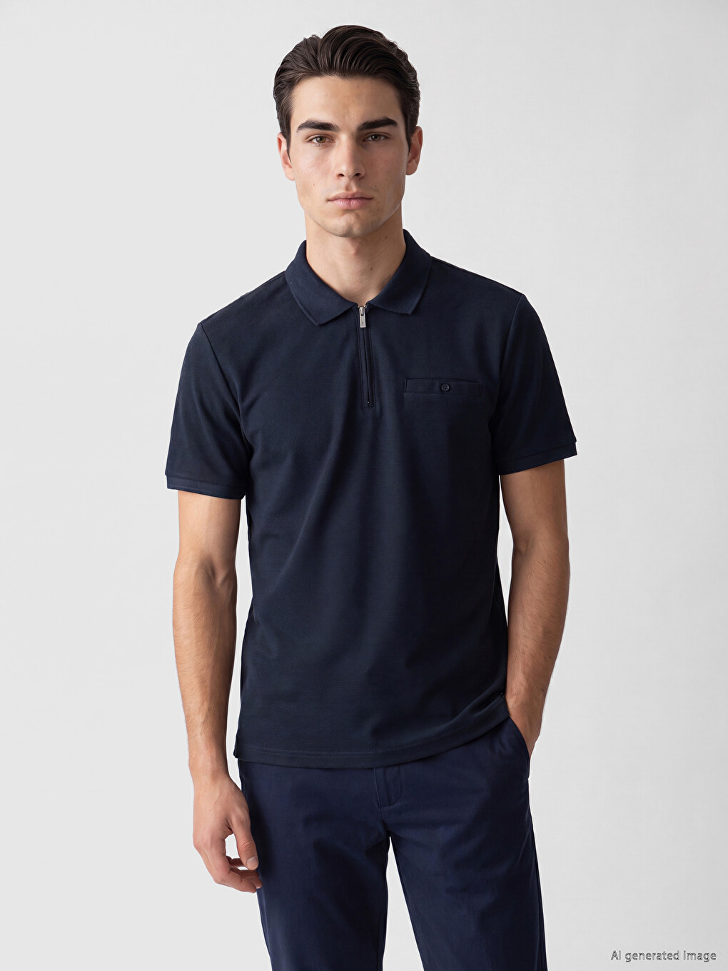 Lacivert Polo Yaka Erkek Tişört