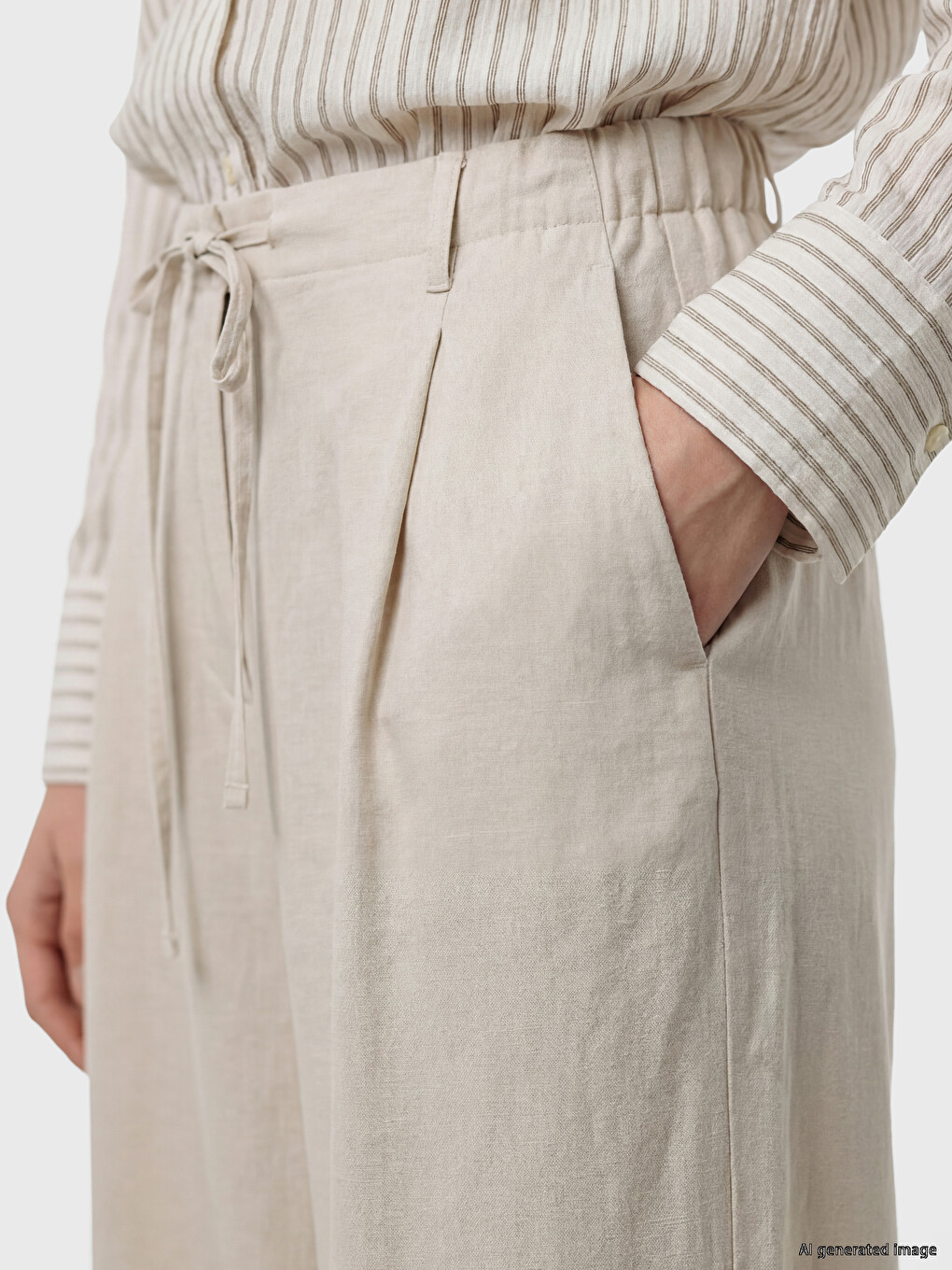 Modal Blended Women's Pleated Trousers-2