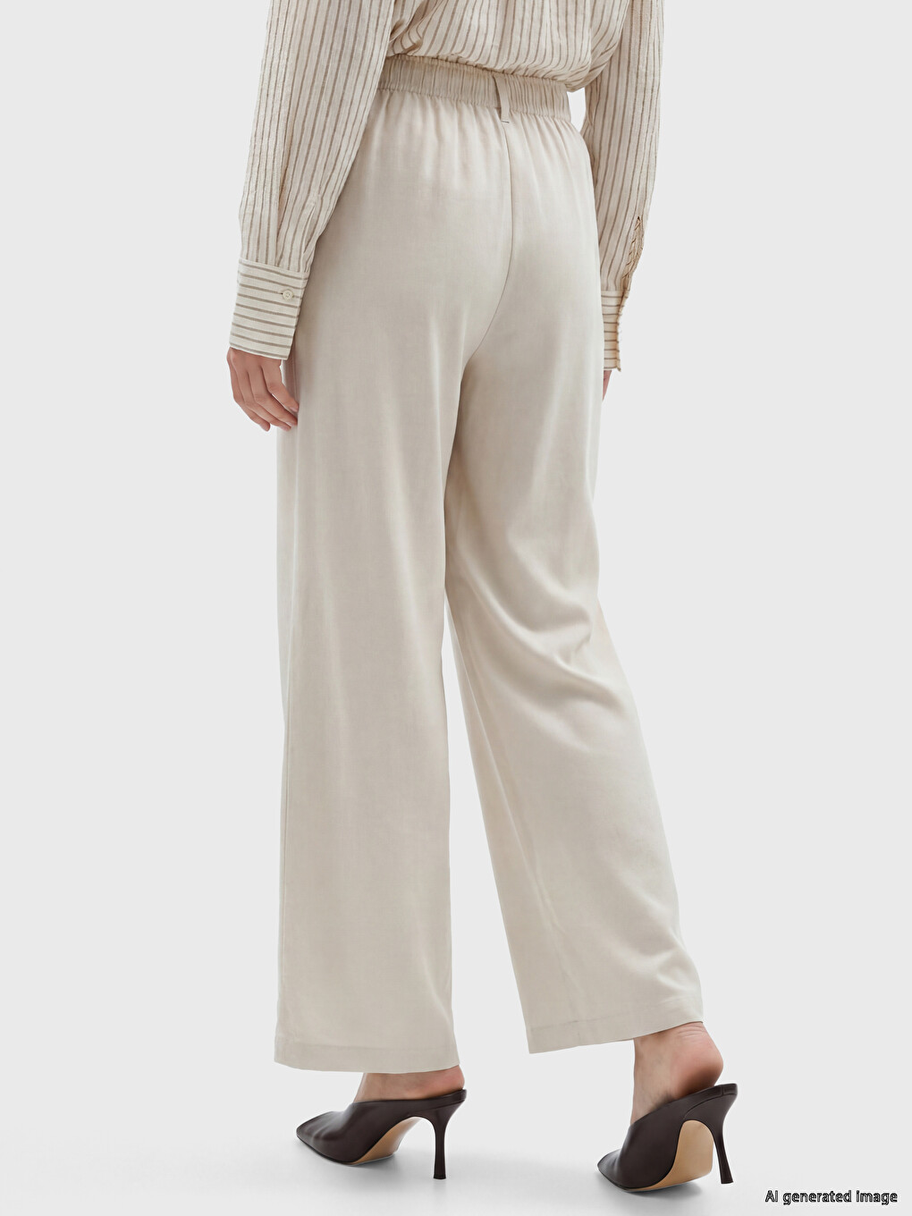 Modal Blended Women's Pleated Trousers-3
