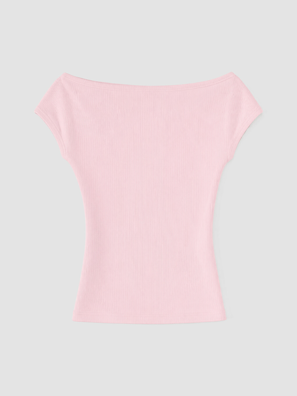 Pembe Kayık Yaka Kadın Fitilli Tişört-2