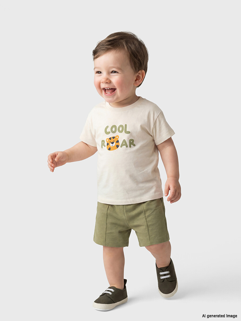 Tiger Print Baby Boys' T-shirt And Shorts Set-1