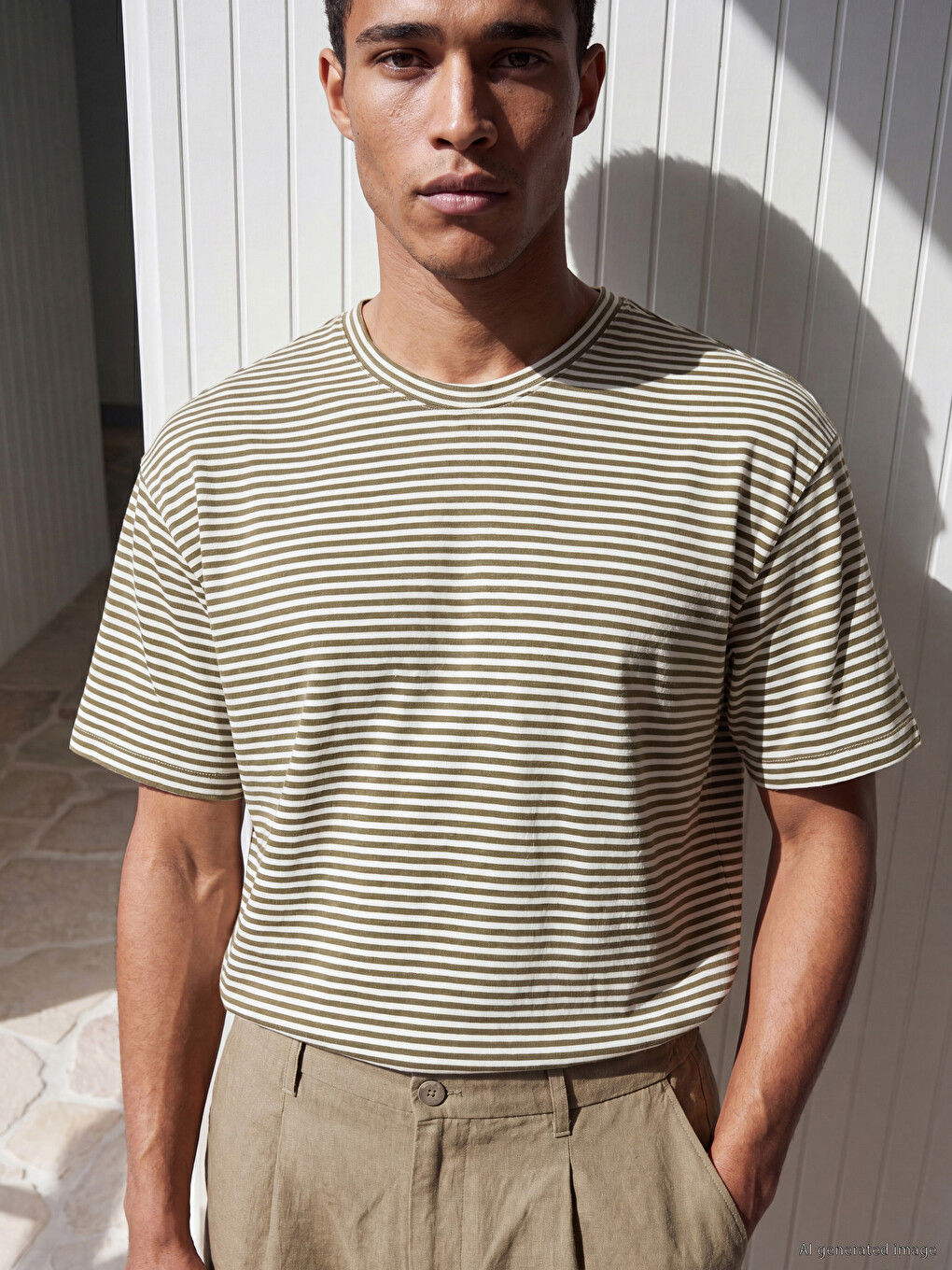 Relax Fit Crew Neck Striped Men's T-shirt