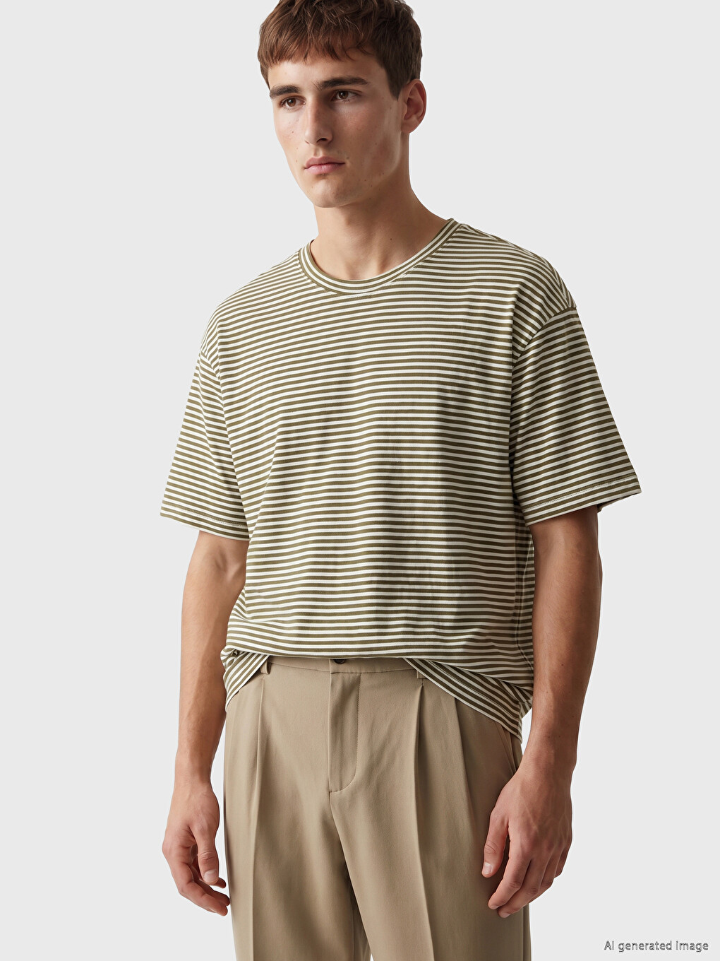 Relax Fit Crew Neck Striped Men's T-shirt-1