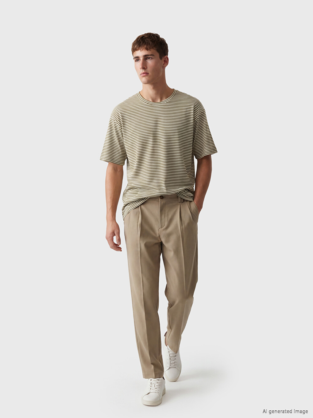 Relax Fit Crew Neck Striped Men's T-shirt-2