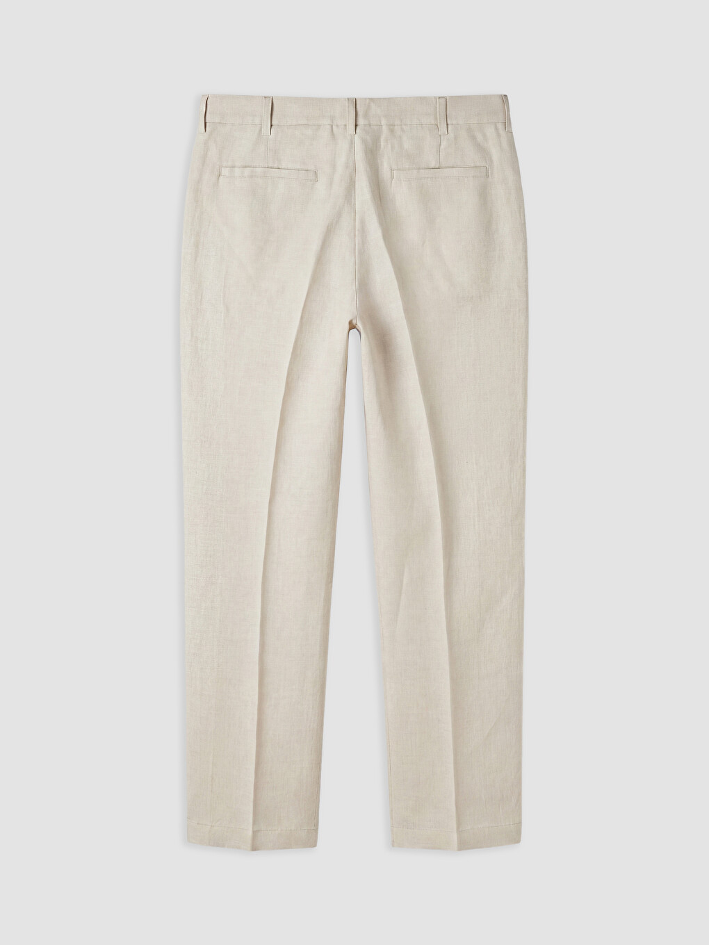 Bej Regular Fit %100 Keten Erkek Pileli Pantolon-1