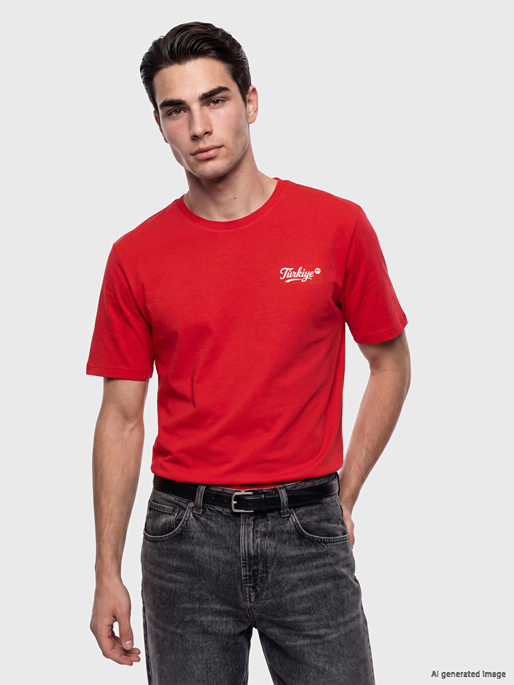Crew Neck Men's Turkey Printed T-shirt