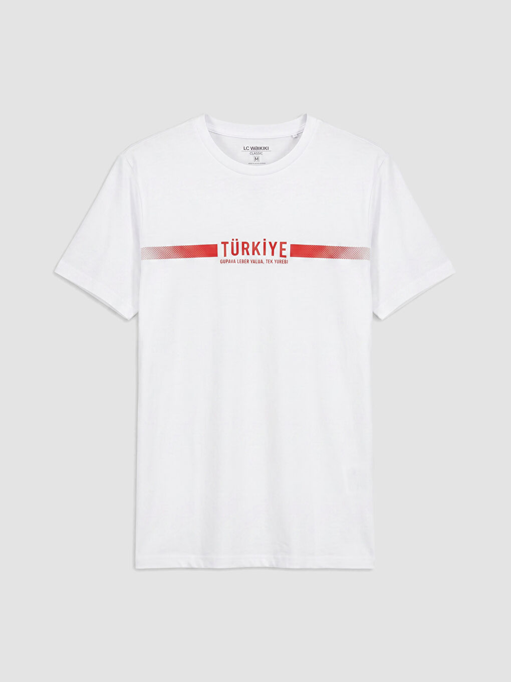 Beyaz Bisiklet Yaka Türkiye Baskılı Erkek Tişört