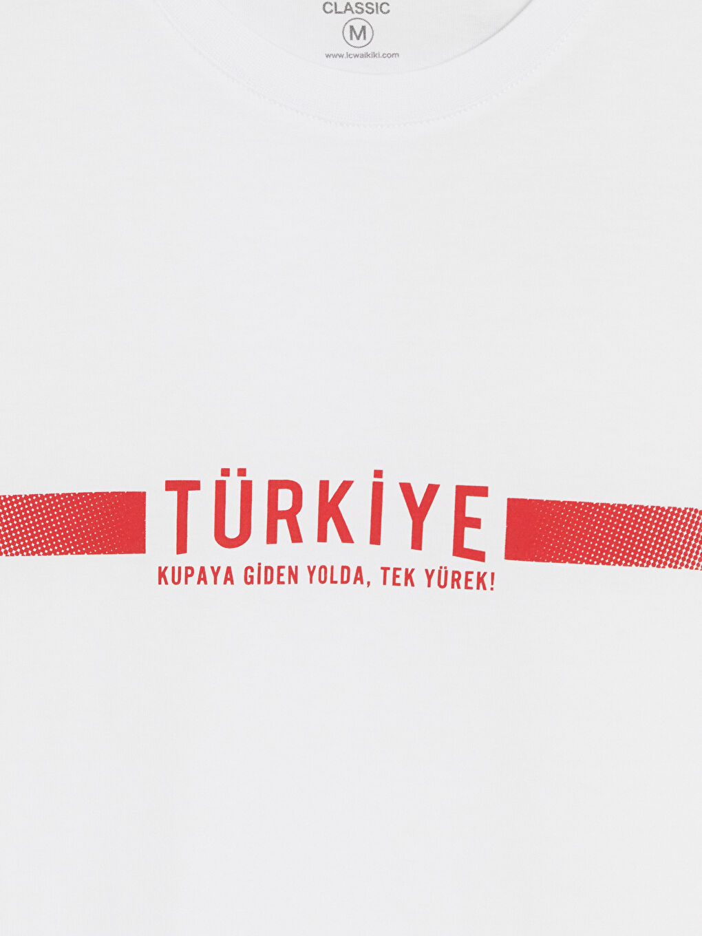 Beyaz Bisiklet Yaka Türkiye Baskılı Erkek Tişört-1