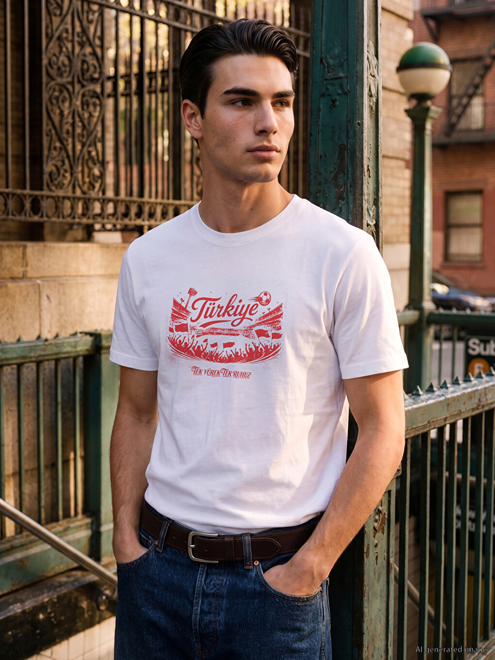 Crew Neck Turkey Printed Men's T-Shirt