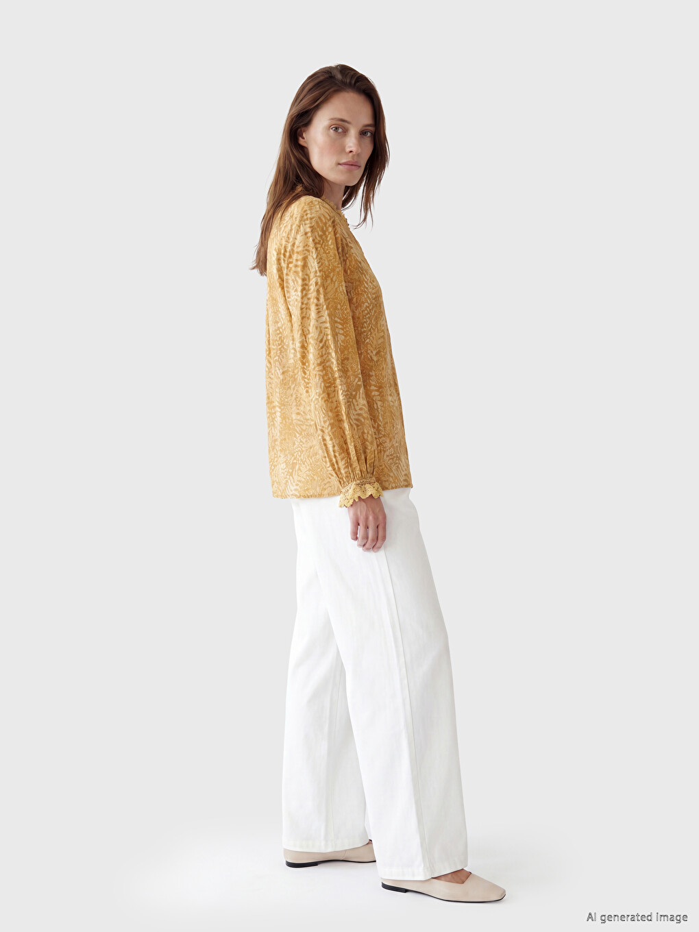 Crew Neck Patterned Blouse-1