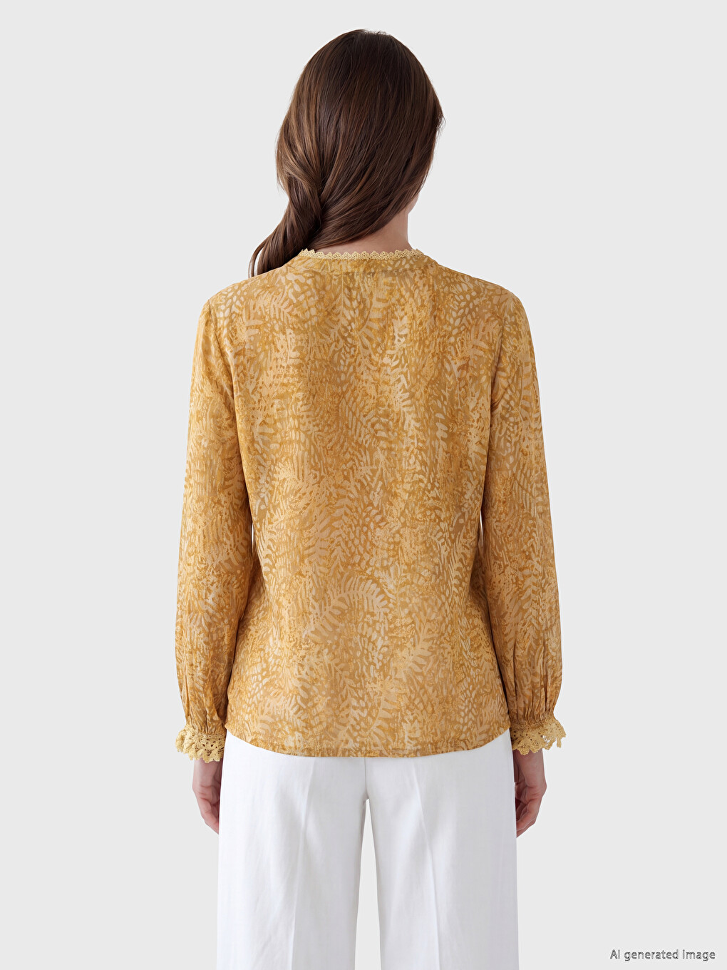 Crew Neck Patterned Blouse-3