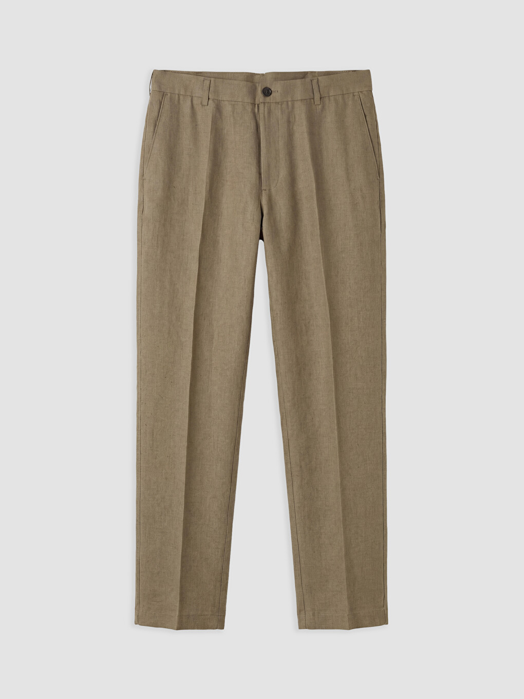 Kahverengi Regular Fit %100 Keten Erkek Pantolon