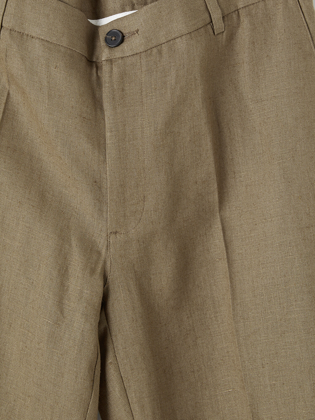 Kahverengi Regular Fit %100 Keten Erkek Pantolon-2