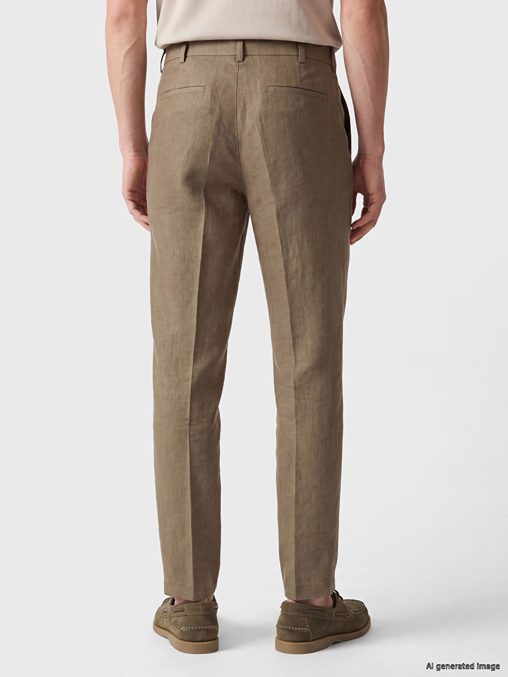Regular Fit %100 Linen Men's Trousers-3