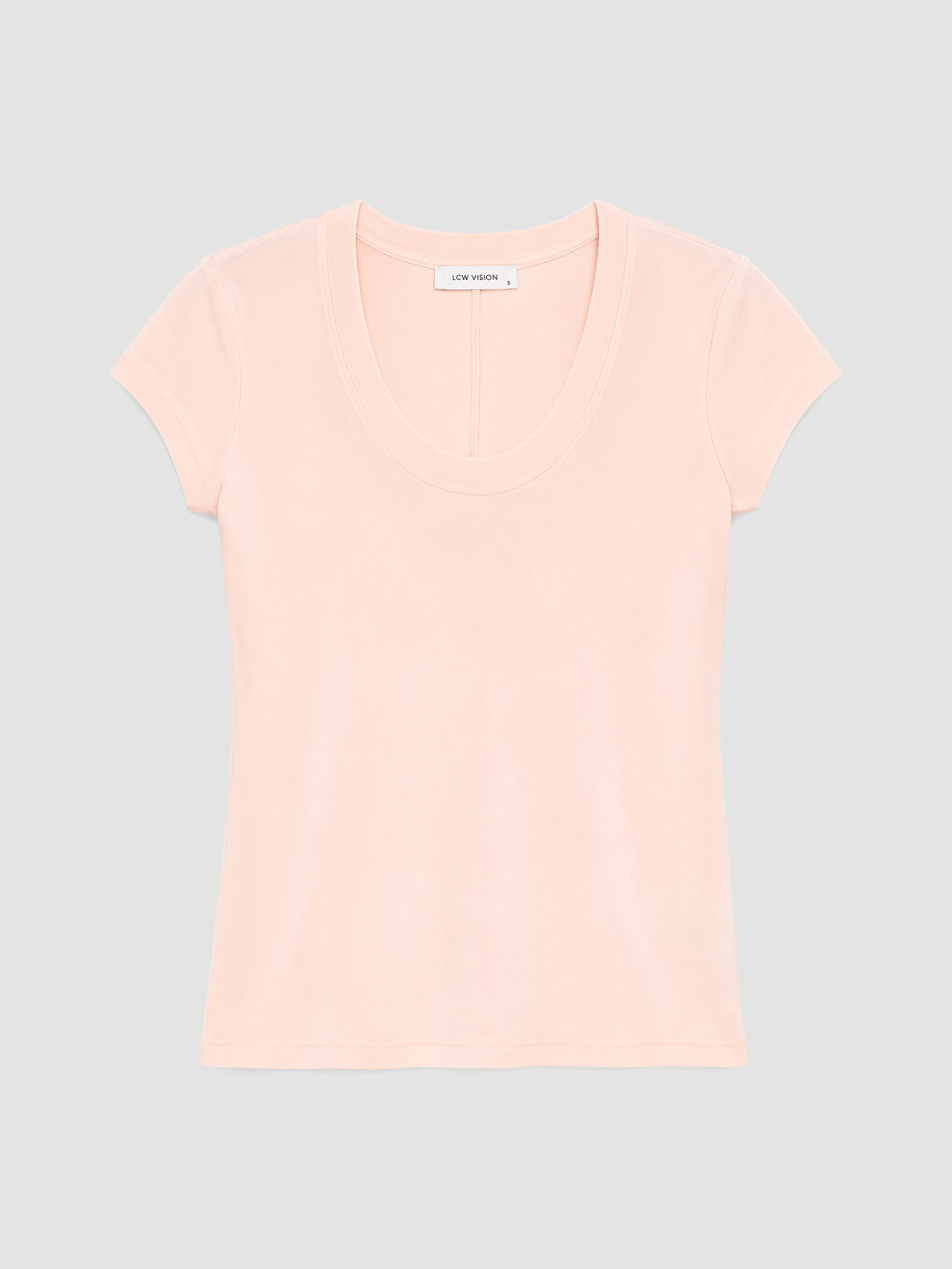 Pembe U Yaka %100 Pamuklu Kadın Tişört