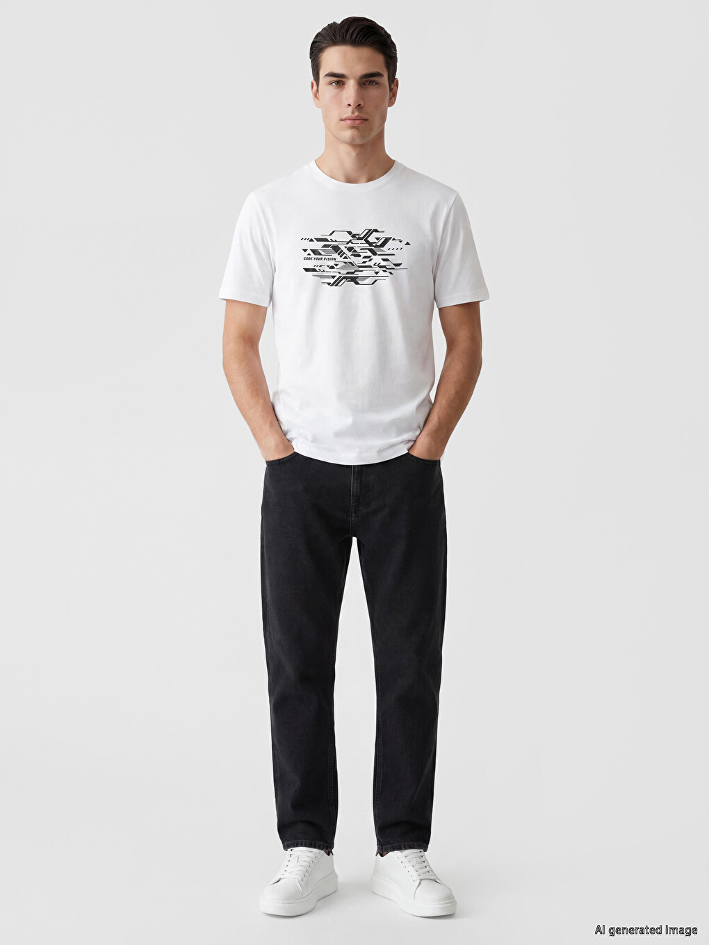Crew Neck Printed Men's T-shirt-1