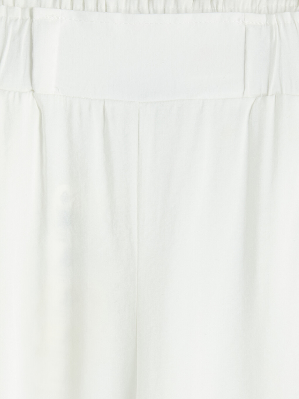 Beyaz Beli Lastikli Geniş Paça Kadın Pantolon-1