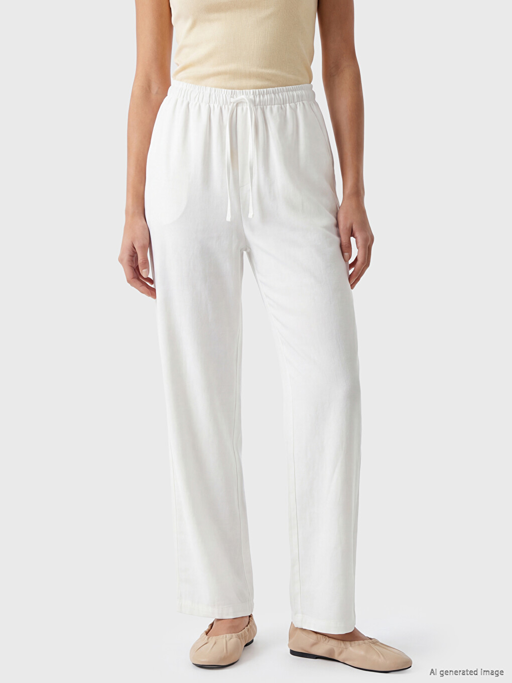 Elastic Waist Wide Leg Women's Trousers-1