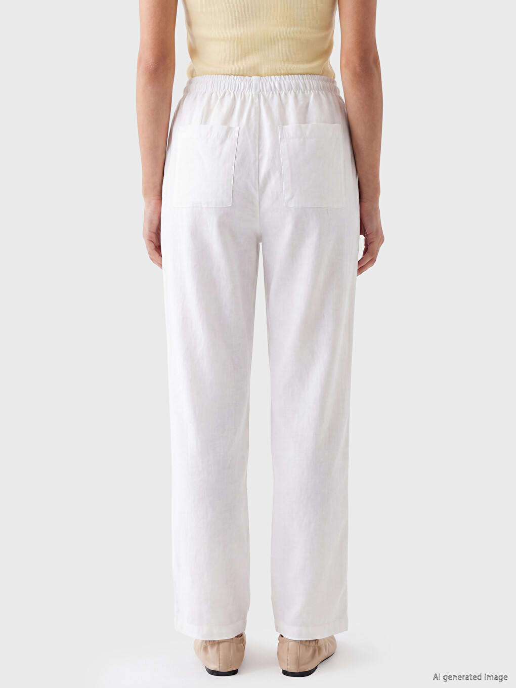 Elastic Waist Wide Leg Women's Trousers-3