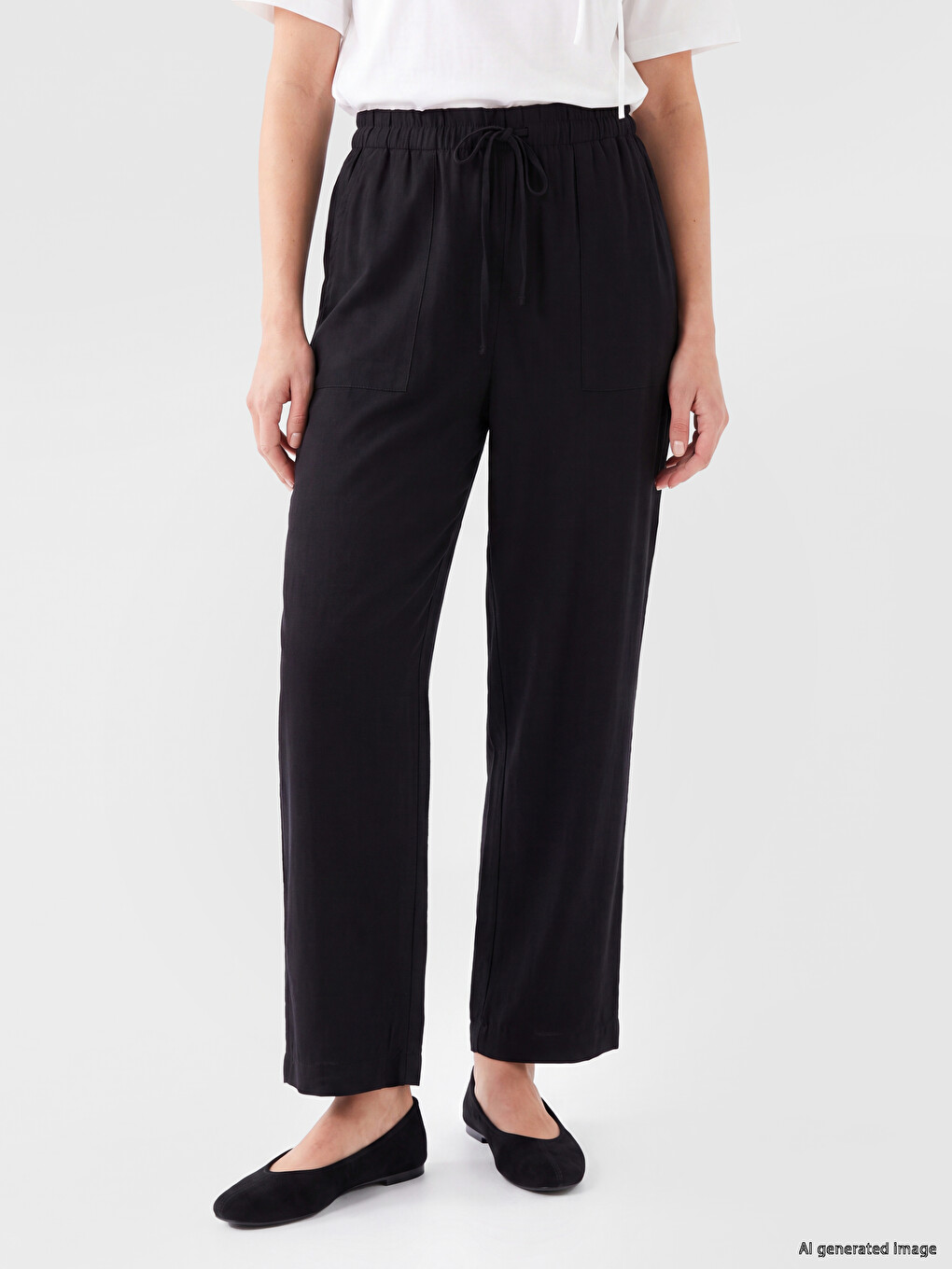 Elastic Waist Carrot Fit Women's Trousers-1