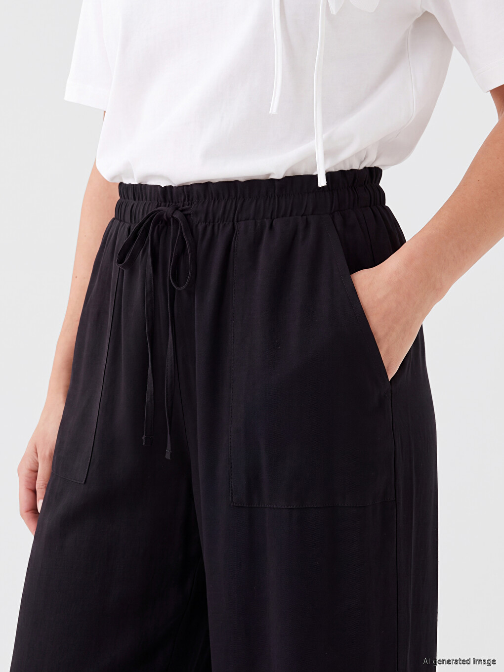 Elastic Waist Carrot Fit Women's Trousers-2