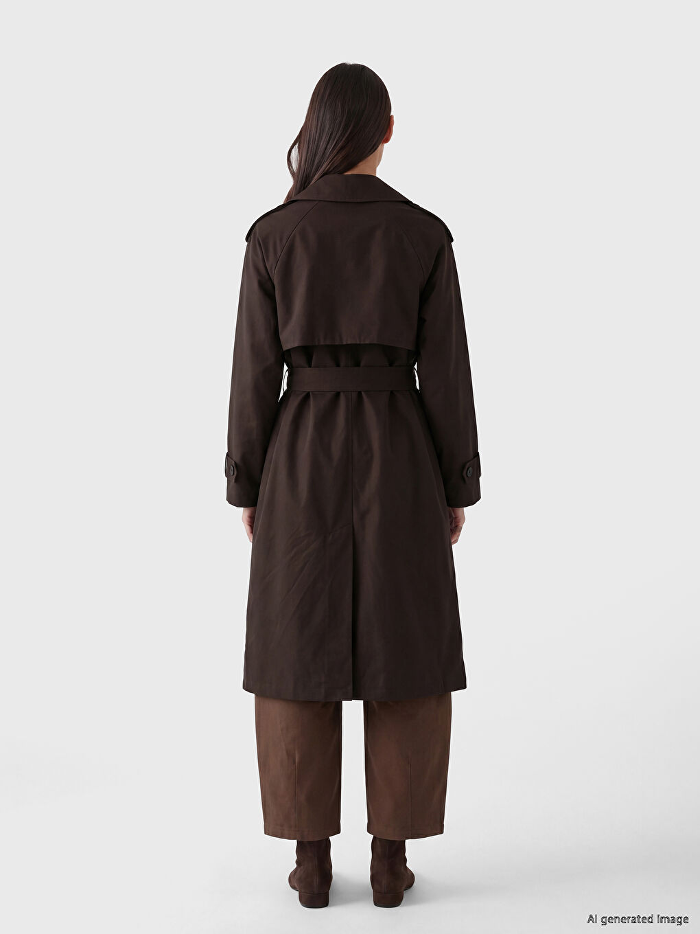 Double-Breasted Sash Women's Trenchcoat-3