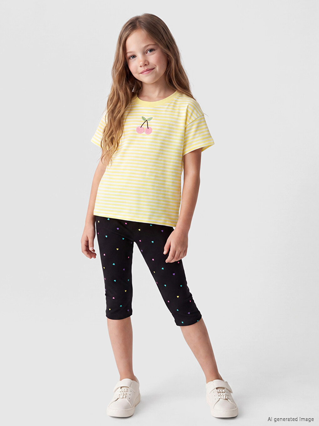 Heart Printed Girls' Leggings-1