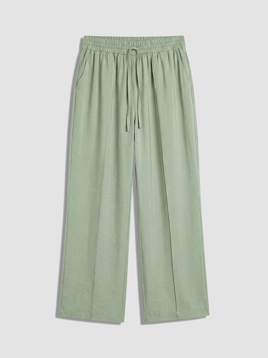 Pantalon Femme À Jambe Large À Taille Élastiquée-4