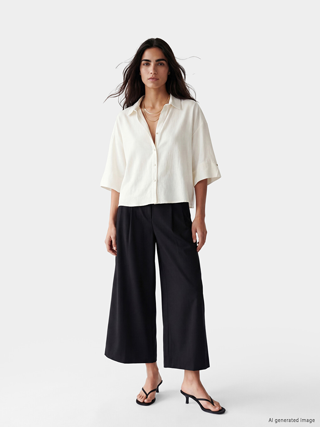 Linen Blend Oversize Women's Shirt-1