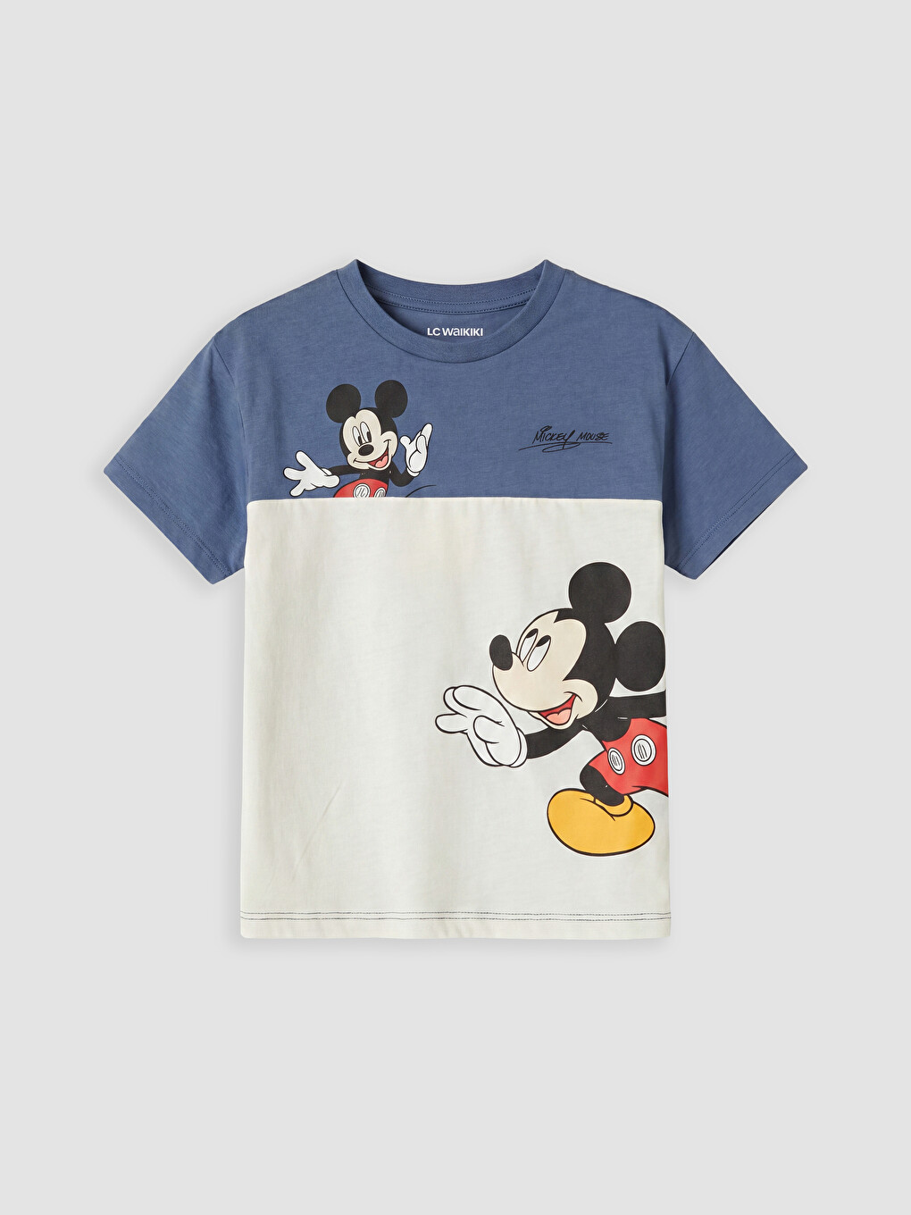 Ekru Mickey Mouse Baskılı Erkek Bebek Pijama Takımı-1