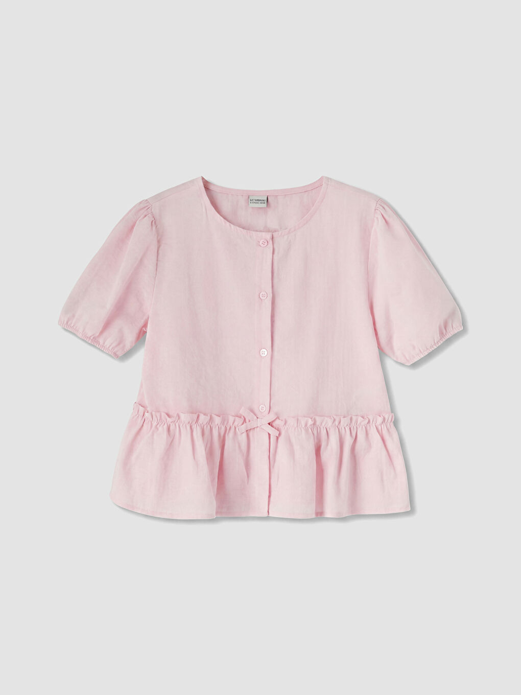 Pembe Fırfır Detaylı Kız Çocuk Gömlek