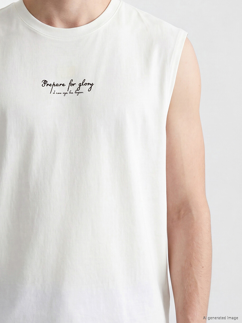 Crew Neck Text Printed Men's Sleeveless T-shirt-2