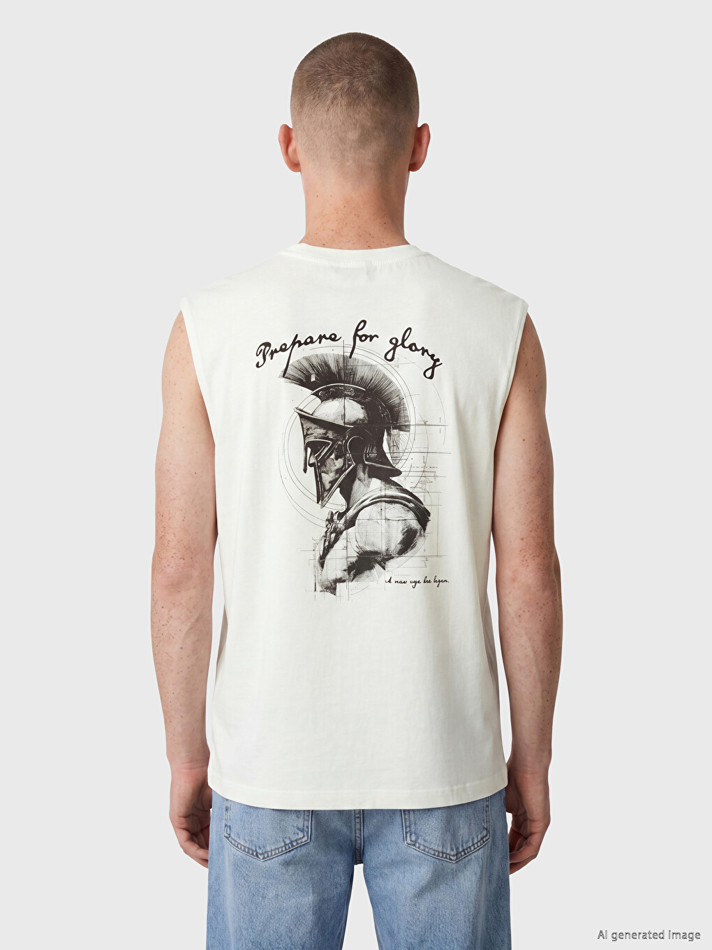 Crew Neck Text Printed Men's Sleeveless T-shirt-3