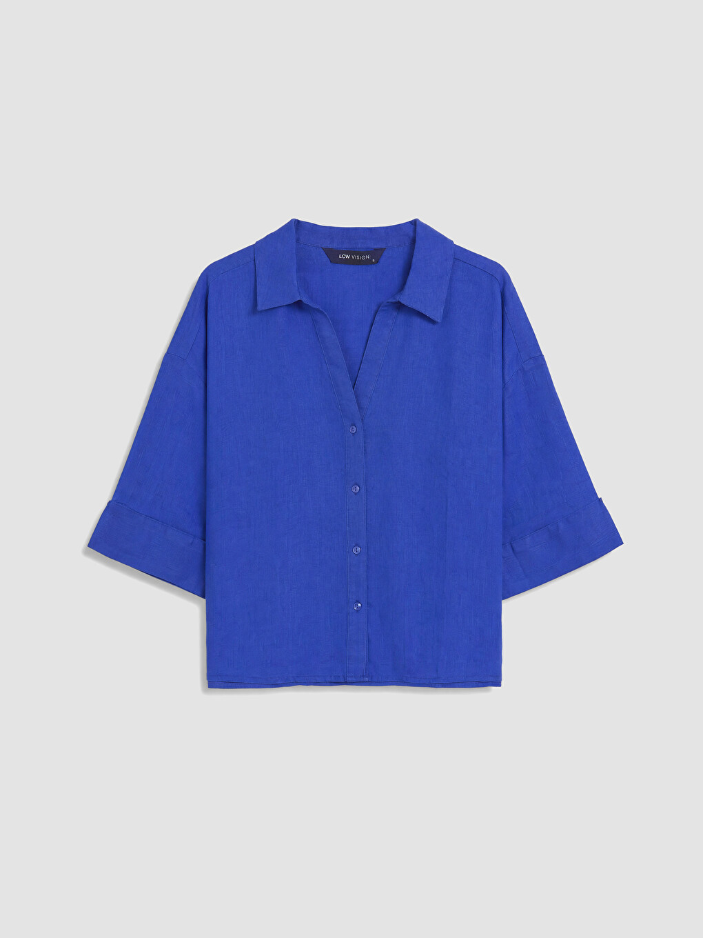 İndigo Oversize %100 Keten Kadın Gömlek