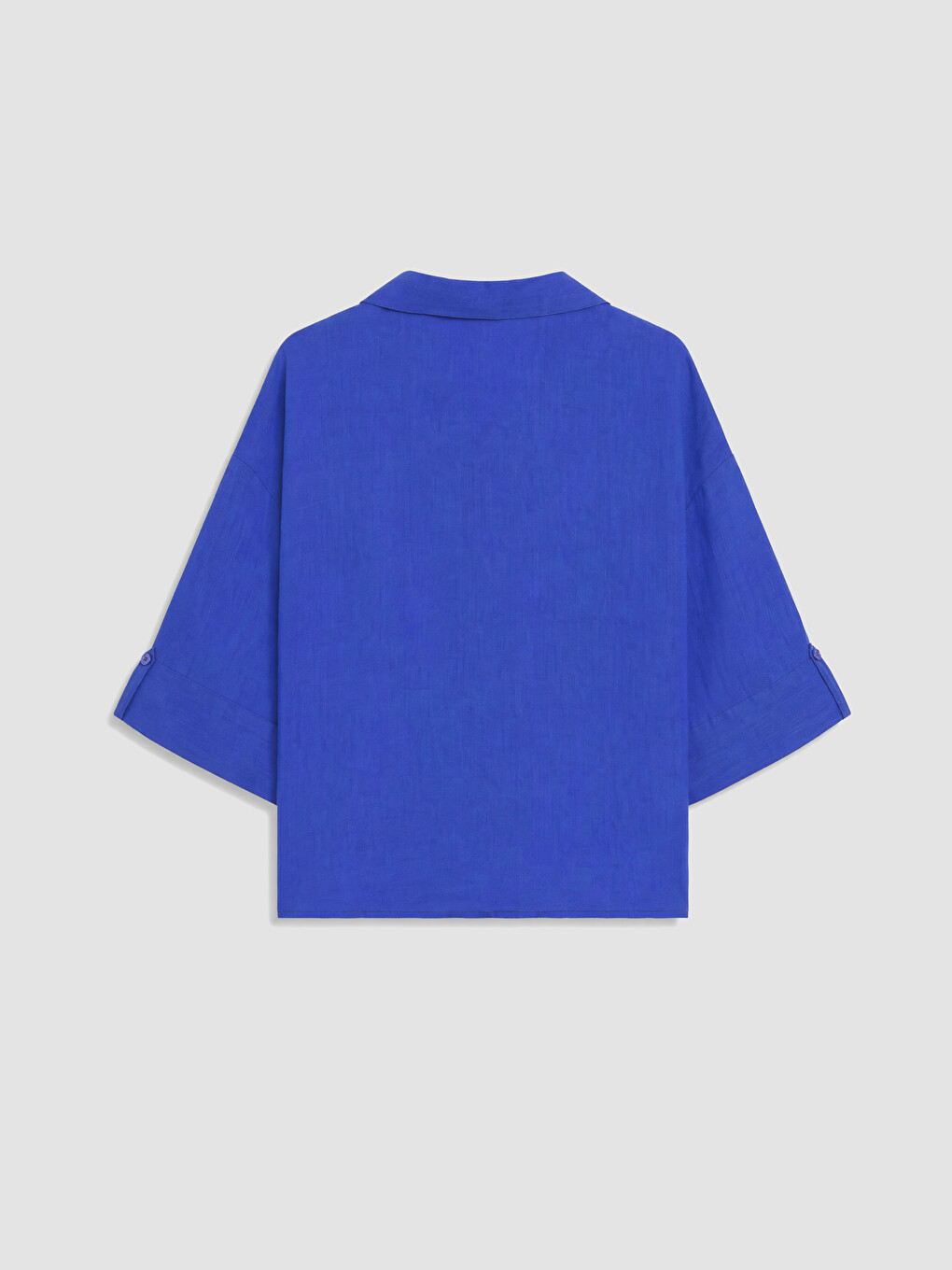 İndigo Oversize %100 Keten Kadın Gömlek-3