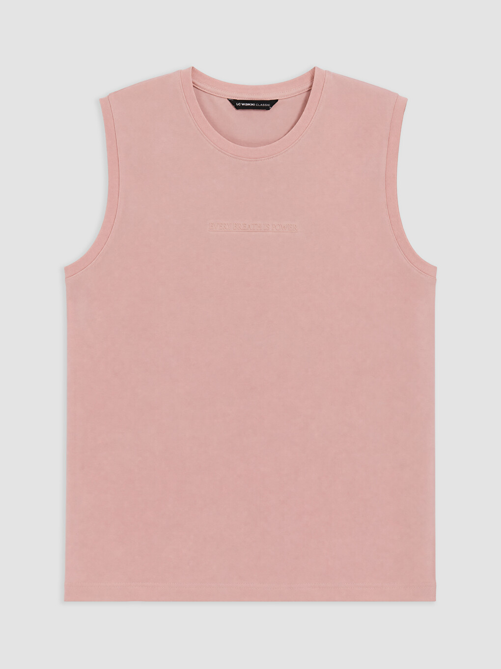 Pembe Bisiklet Yaka Erkek Kolsuz Tişört