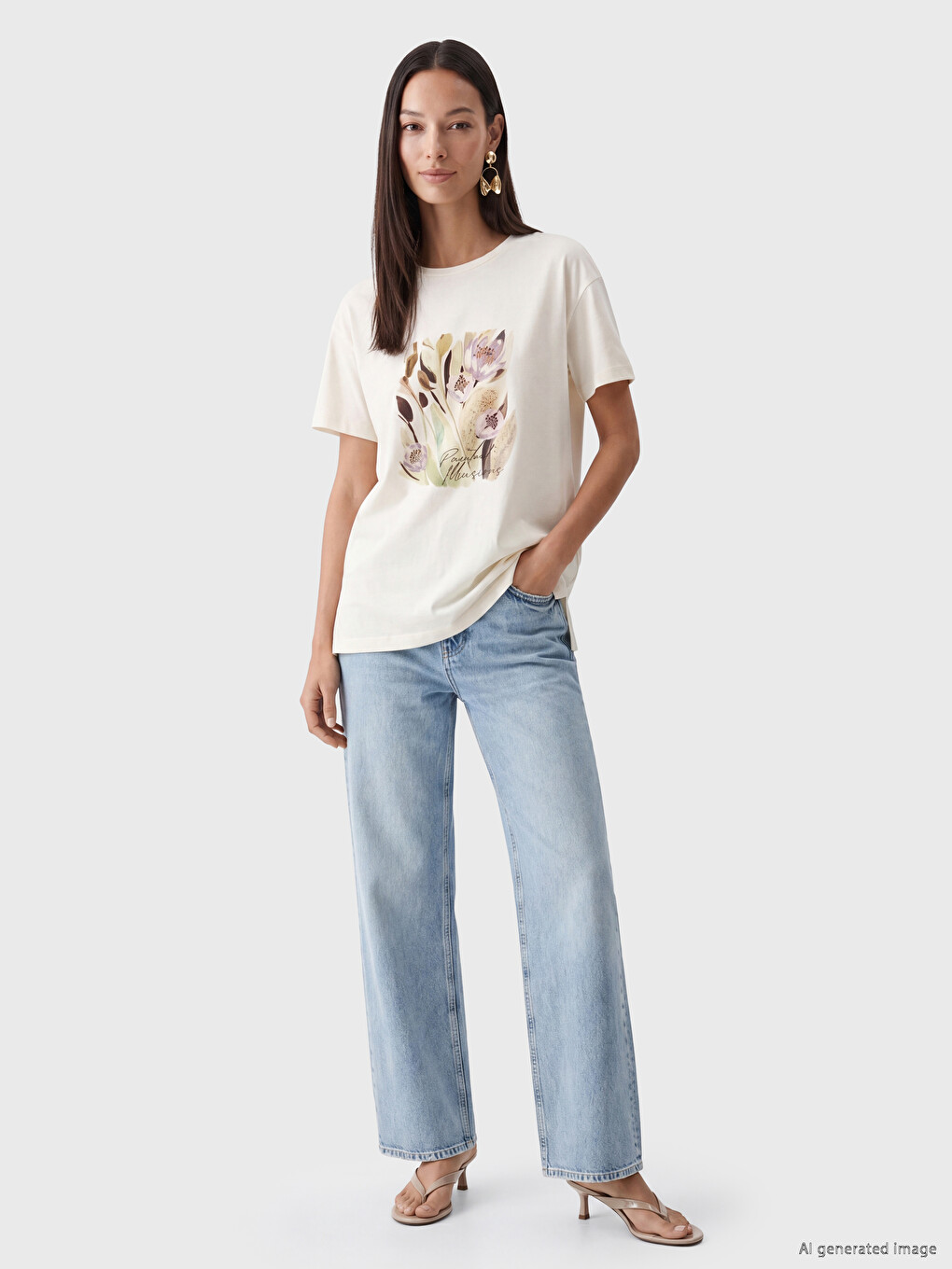Floral Printed 100% Cotton Women's T-shirt-1