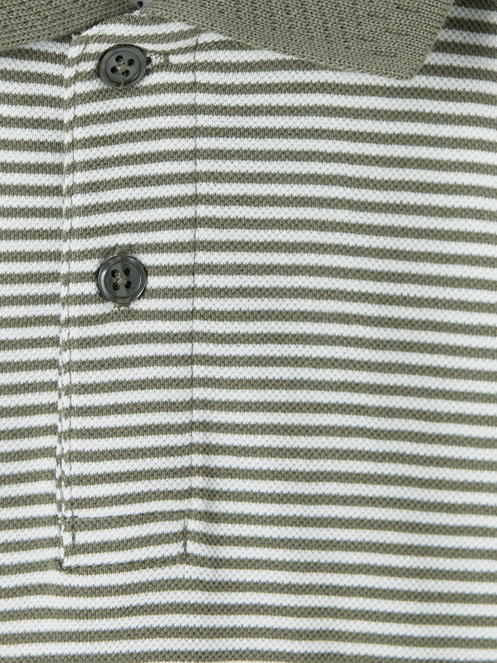 Yeşil Polo Yaka Çizgili Erkek Tişört-2
