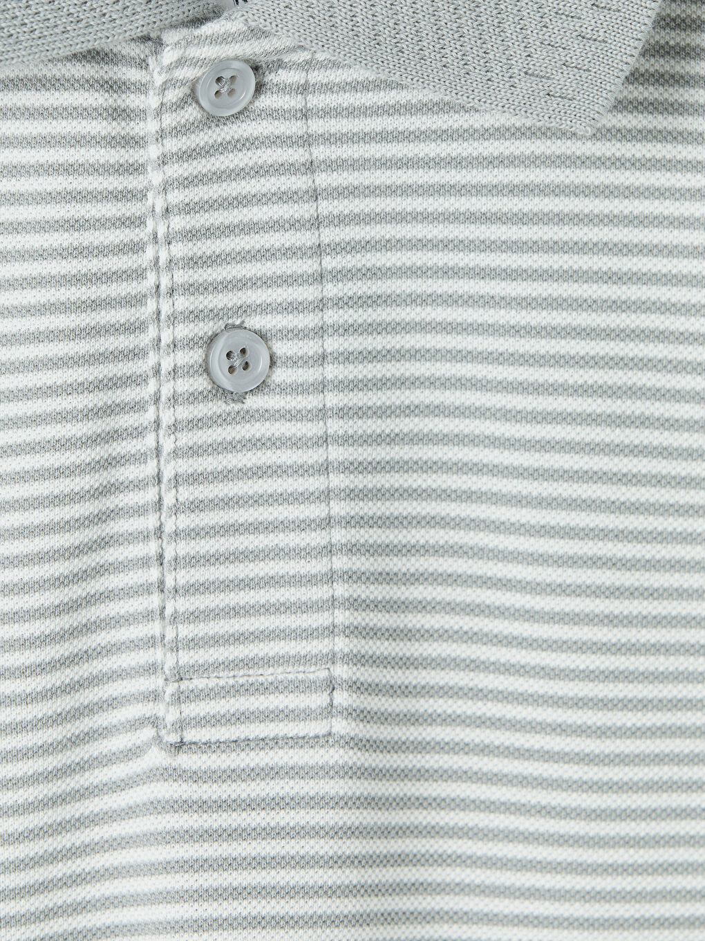 Gri Polo Yaka Çizgili Erkek Tişört-2