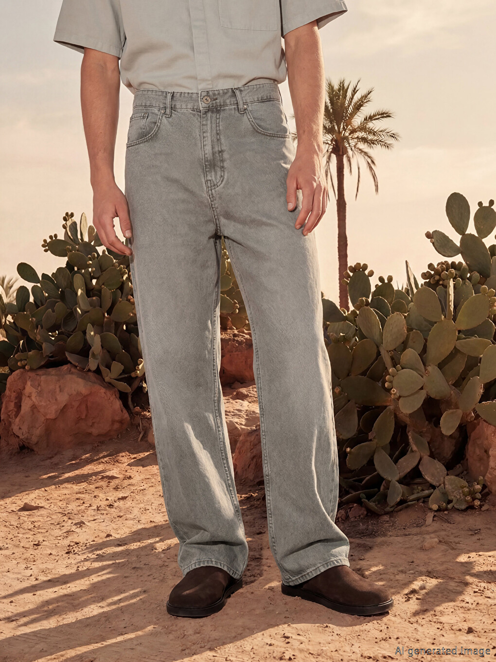 Gri Regular Fit Erkek Jean Pantolon-1