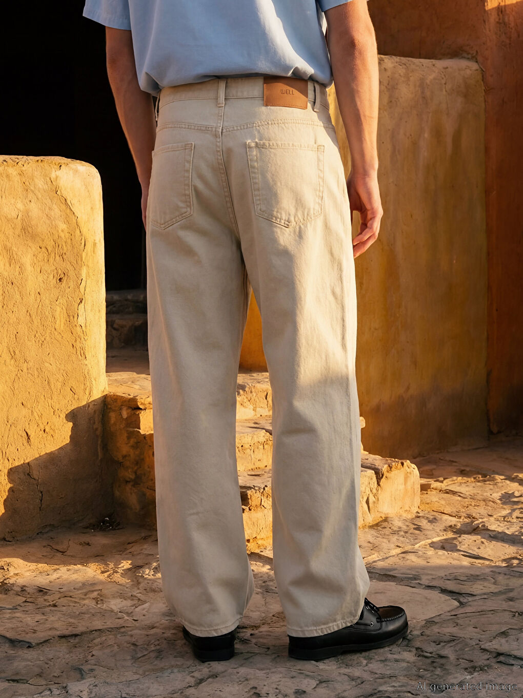 Ekru Regular Fit Erkek Jean Pantolon-2