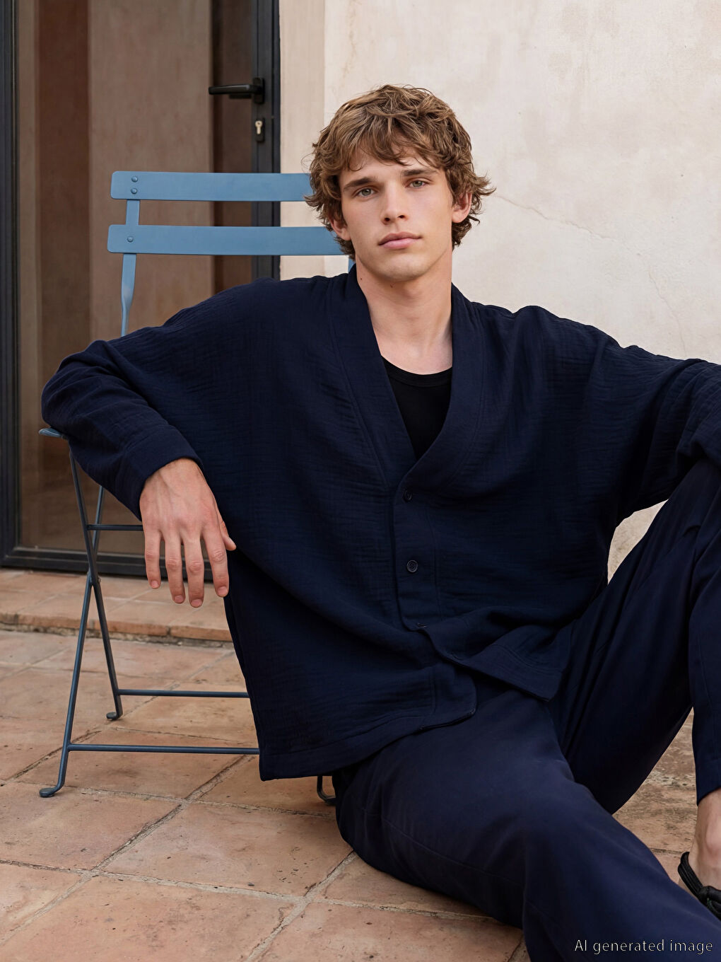 Lacivert Loose Fit Erkek Gömlek